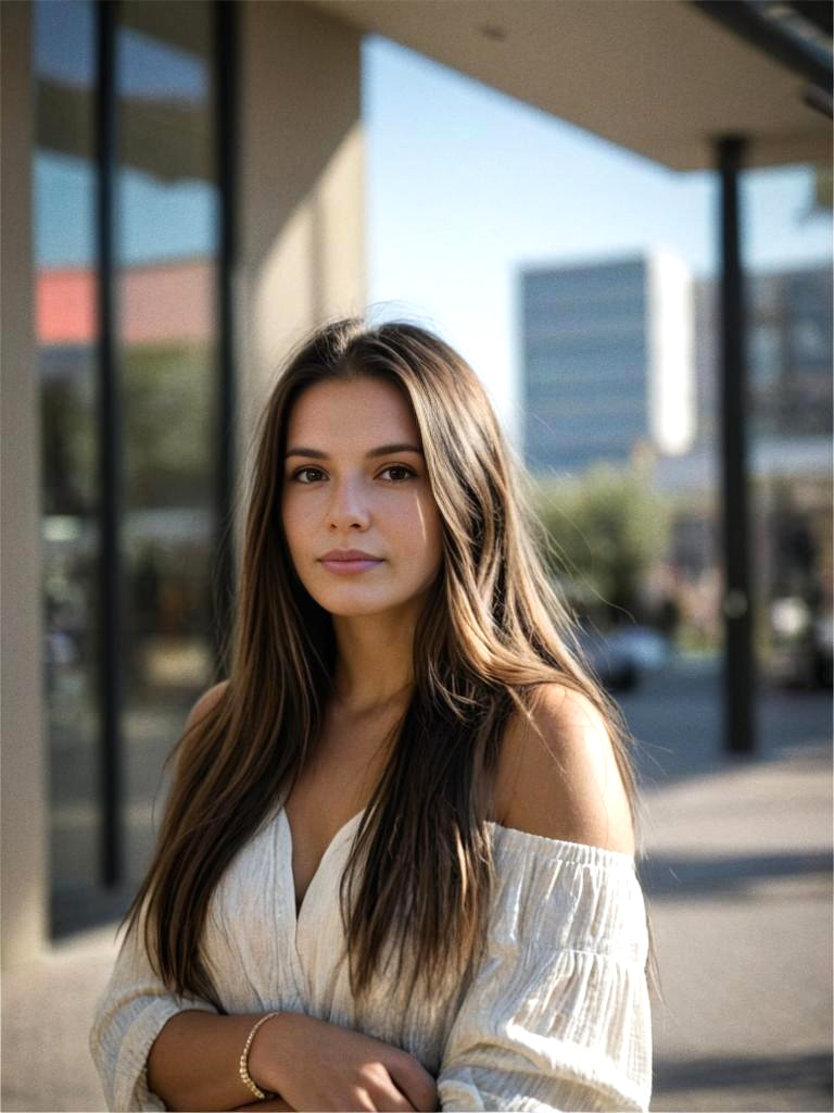 Confident Young Woman Outside Modern Building