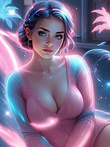 Young Woman with Blue Eyes and Ethereal Lighting