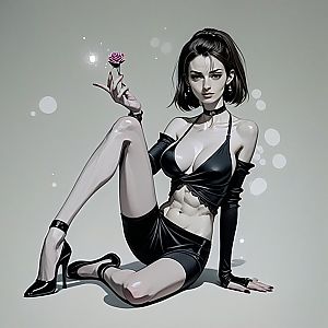 Confident Woman with Purple Rose