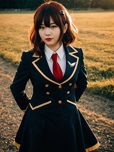 Kyoko Zeppelin Soryu Cosplay Woman in Navy Blue Uniform Costume