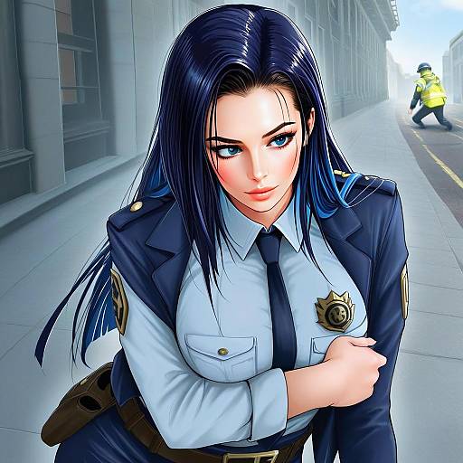 Anime Style Police Woman Character Illustration Arcane Caitlyn