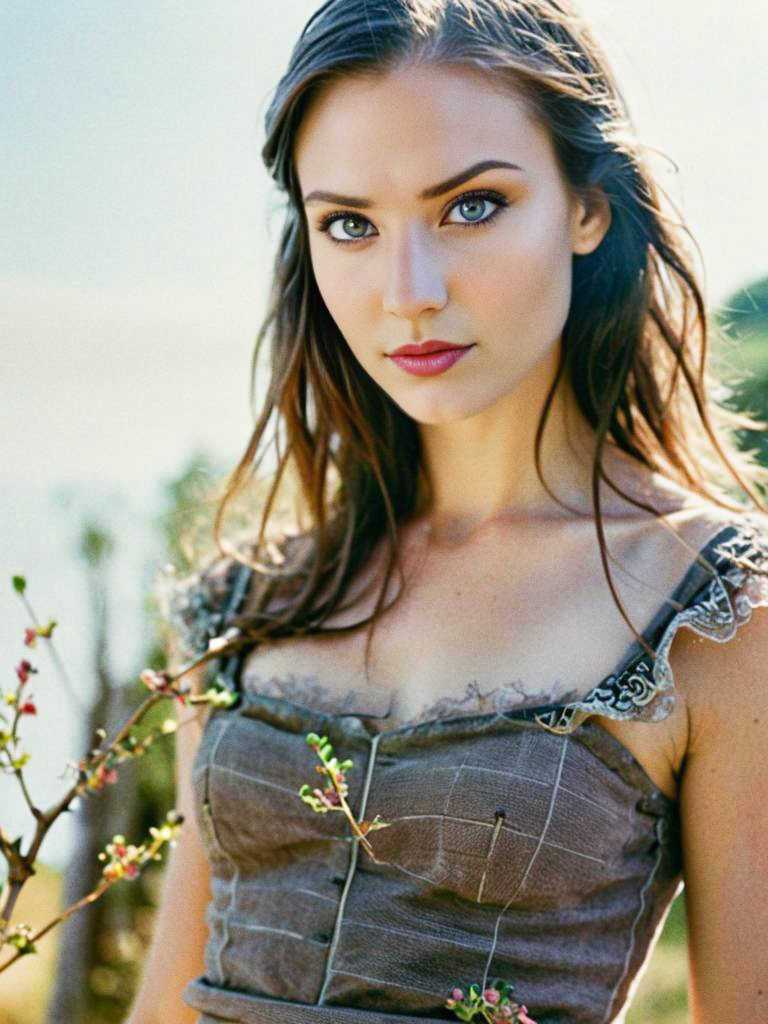 Young Woman with Blue Eyes in Nature