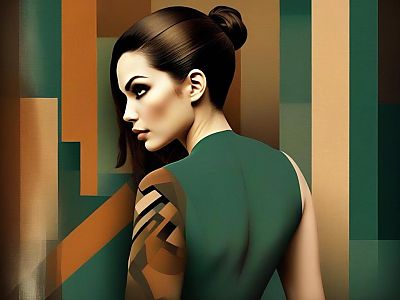 Modern Artistic Woman with Geometric Shapes