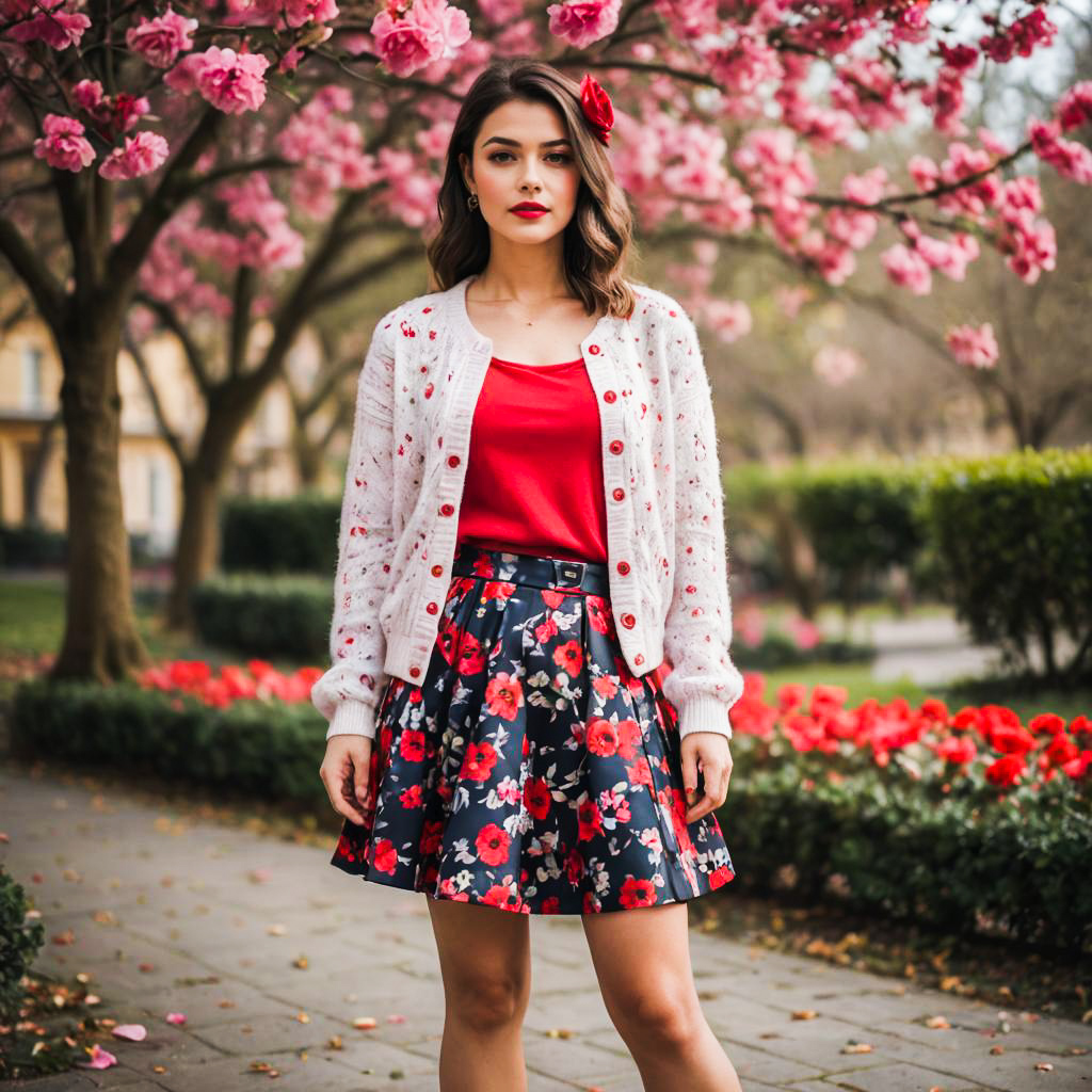 Young Woman in Cherry Blossoms - Spring Elegance