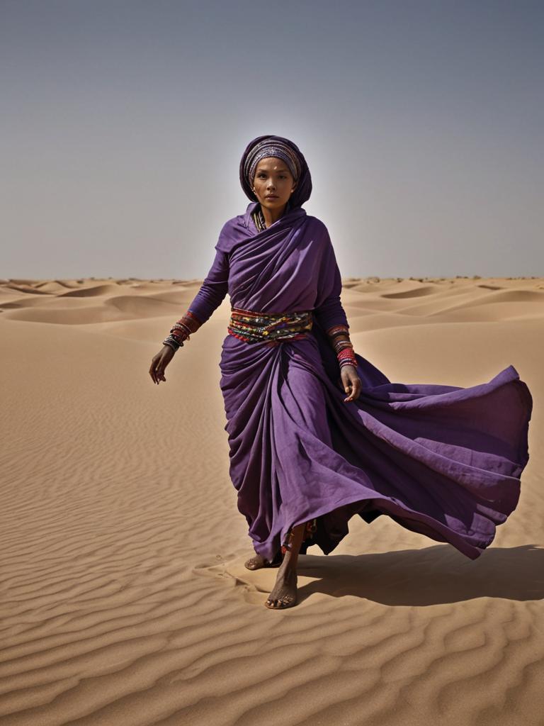 Tuareg Woman in Vibrant Traditional Garb