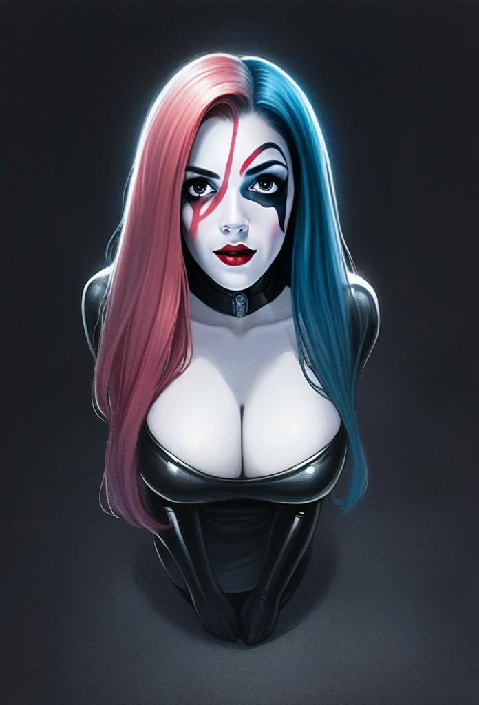 Digital Portrait of a Woman with Pink and Blue Hair Digital Portrait of a Woman with Pink and Blue Hair