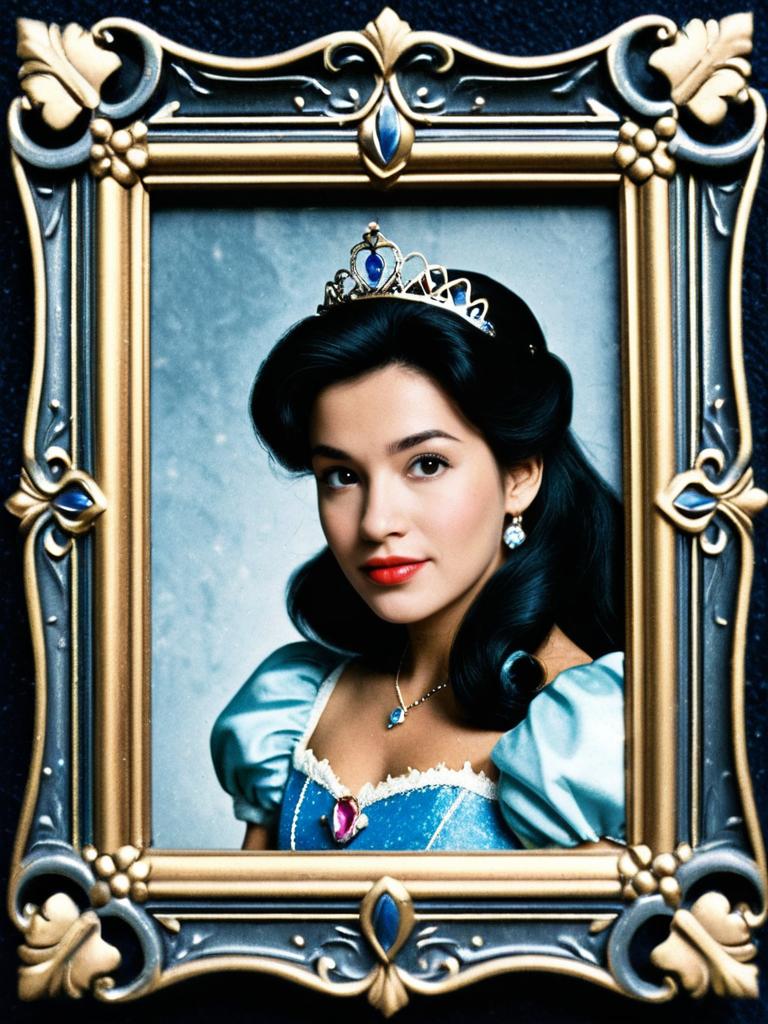 Elegant Disney Princess Styled Portrait in Ornate Gold Frame
