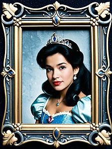 Elegant Disney Princess Styled Portrait in Ornate Gold Frame