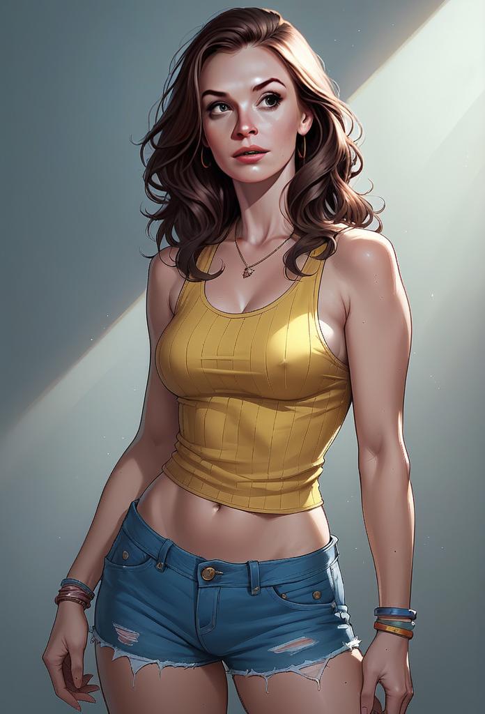 Portrait of a Young Woman in Yellow Tank Top Portrait of a Young Woman in Yellow Tank Top