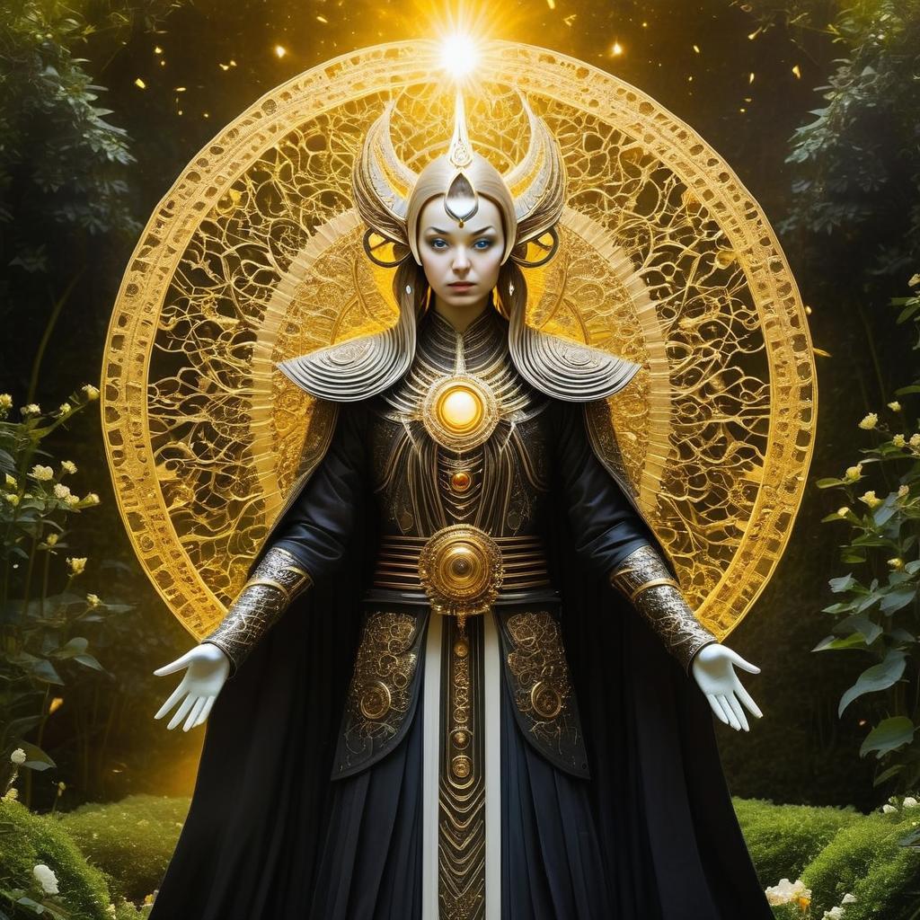 Regal Woman in Black and Gold Ceremonial Robes Regal Woman in Black and Gold Ceremonial Robes