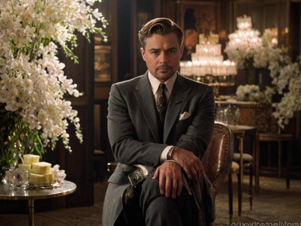 Man in Stylish Suit in Lavish Room with White Flowers