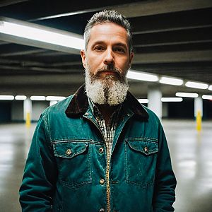 Confident Mature Man in Underground Parking