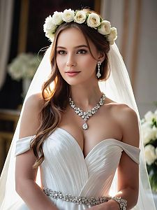 Elegant Bride in Off-Shoulder Wedding Gown