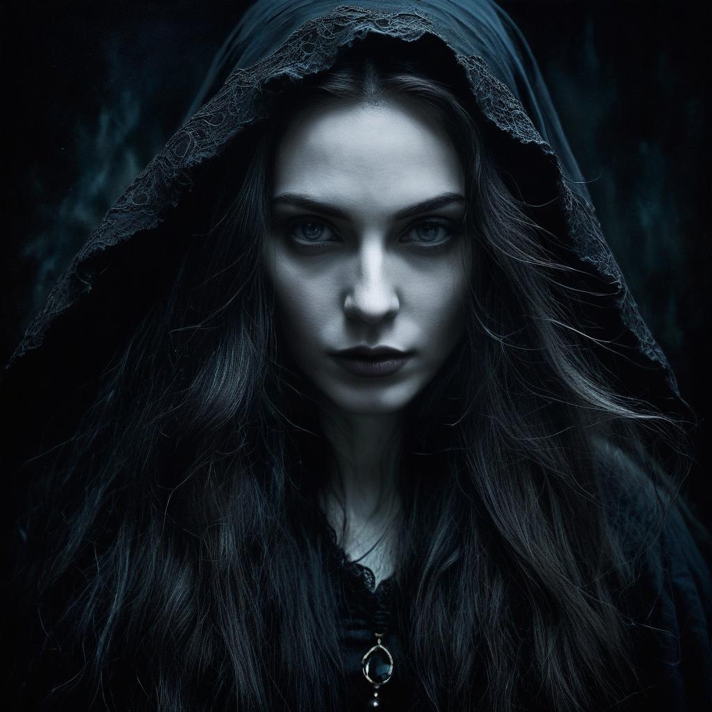 Mystical Woman in Dark Cloak Mystical Woman in Dark Cloak