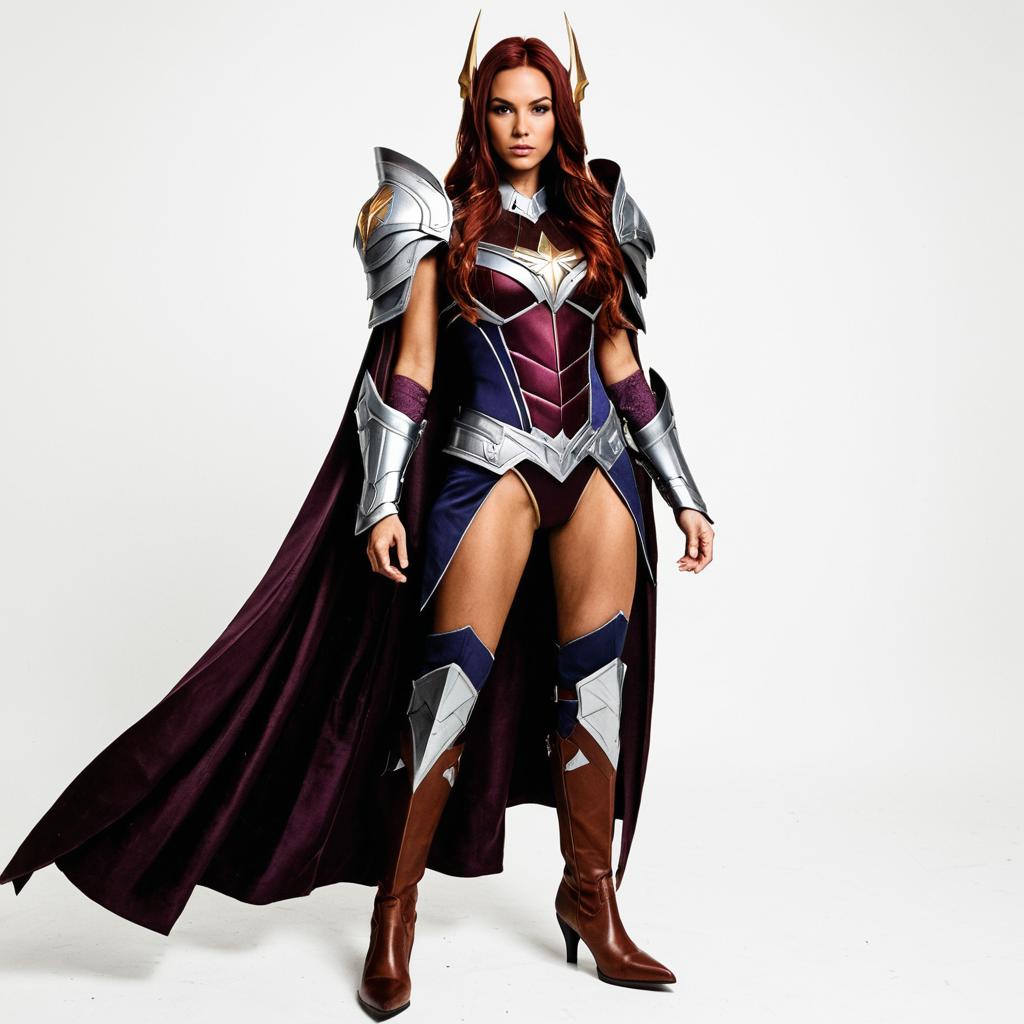Adult Starfire Costume with Solo Armor, Cape, and Boots Full Body Shot Adult Starfire Costume with Solo Armor, Cape, and Boots Full Body Shot