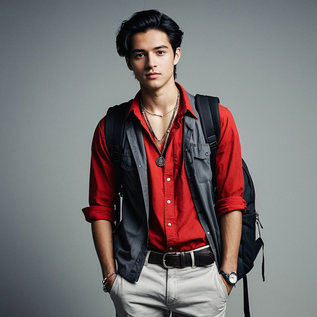 Young Man in Stylish Casual Outfit