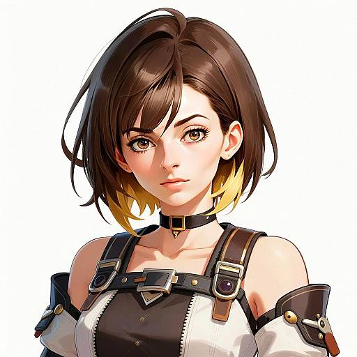 Anime Style Portrait of Young Woman in Steampunk Outfit