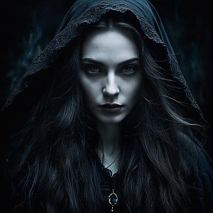 Mystical Woman in Dark Cloak