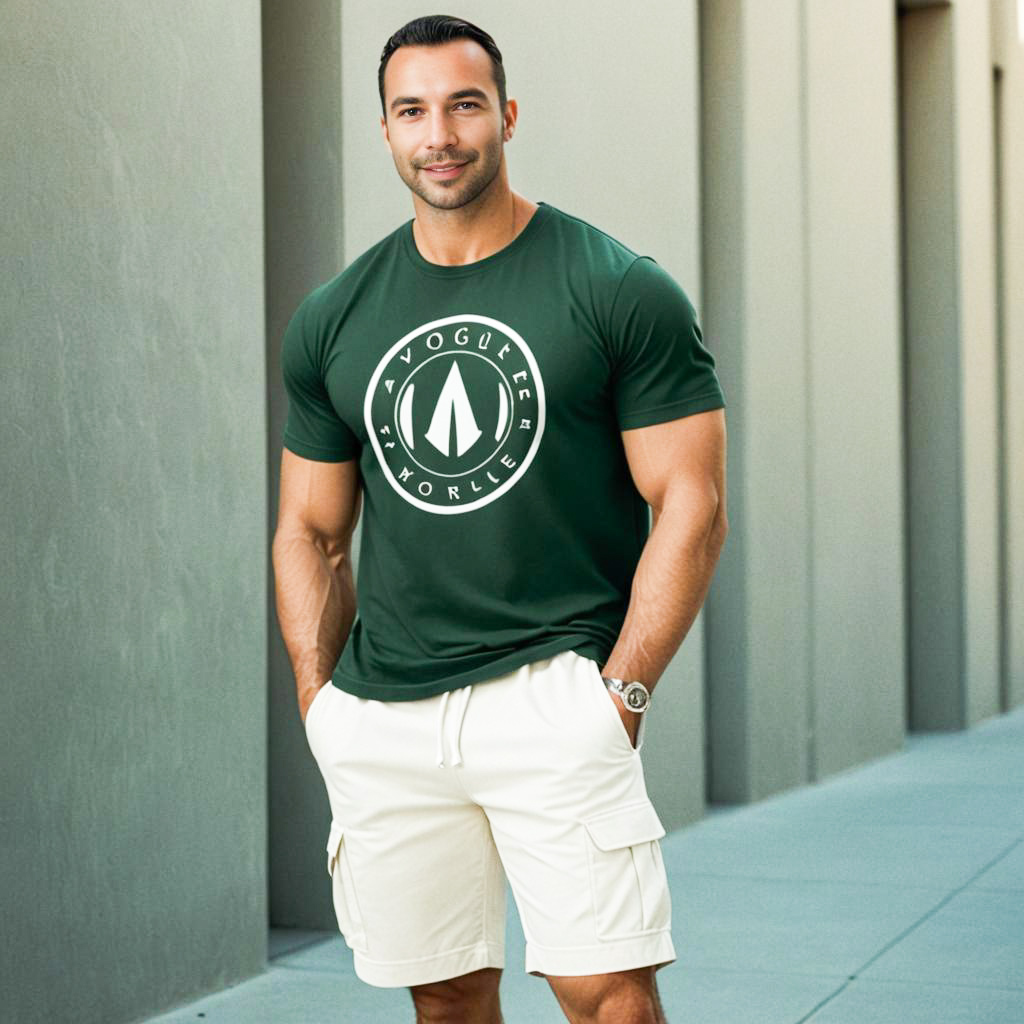 Confident Man in Stylish Green T-Shirt