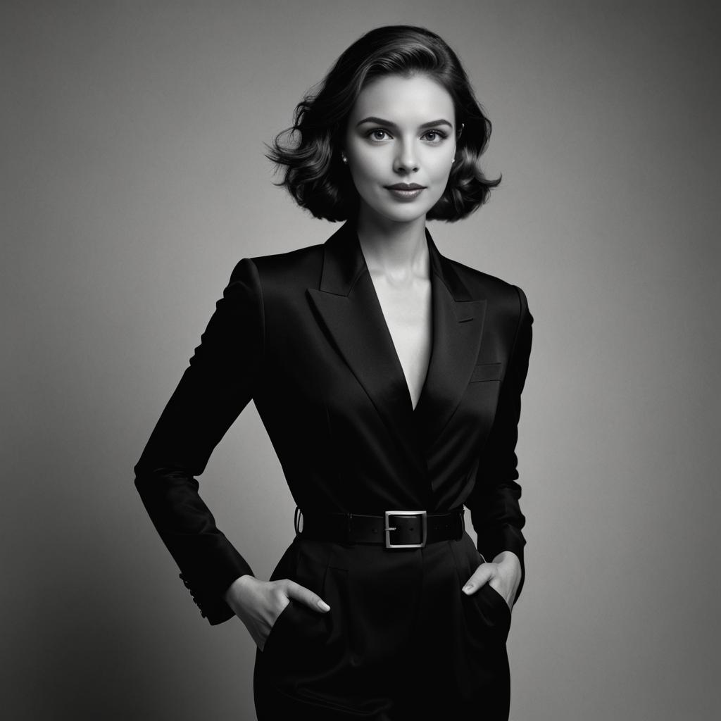 Elegant Woman in Black Suit