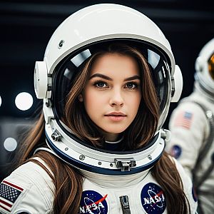 Woman in NASA Space Suit Portrait