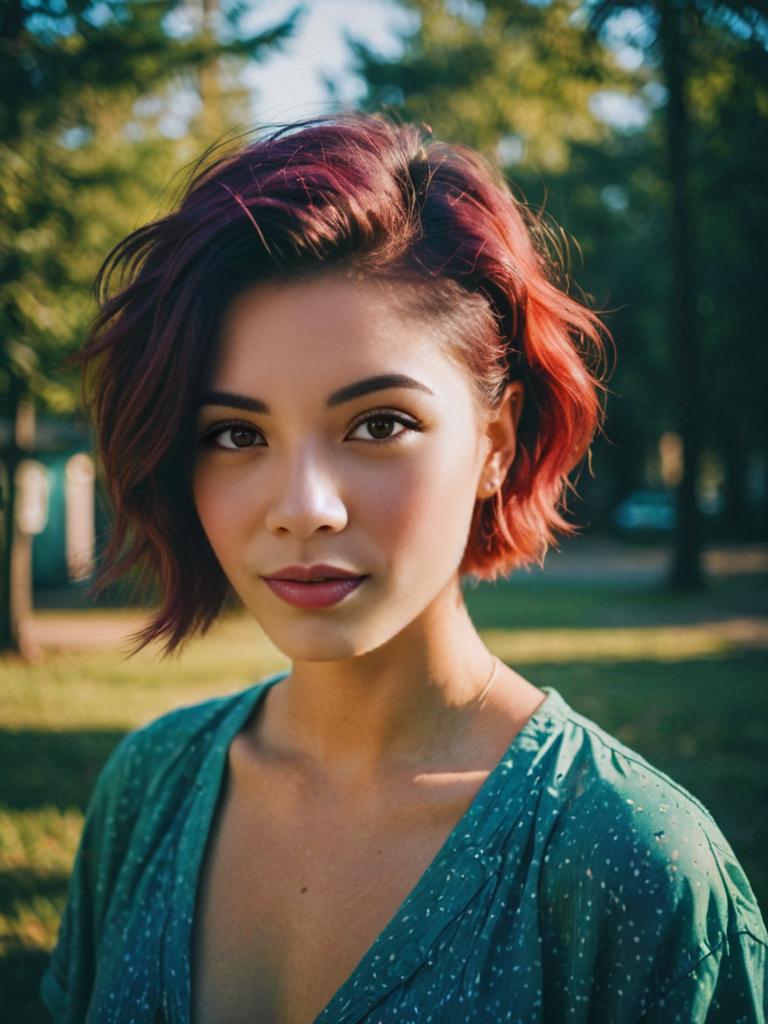 Woman with Trendy Wolf Cut Hairstyle