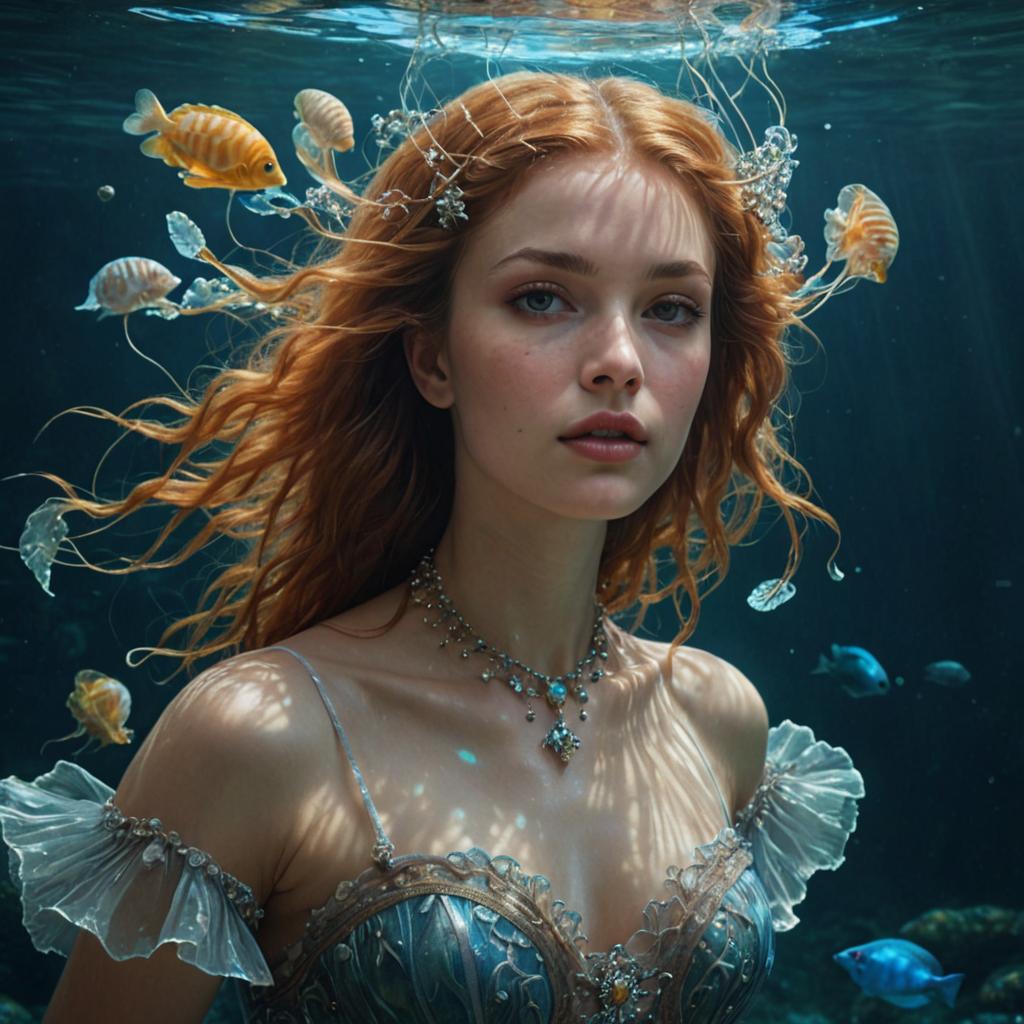 French Renaissance Inspired Woman in Underwater Setting