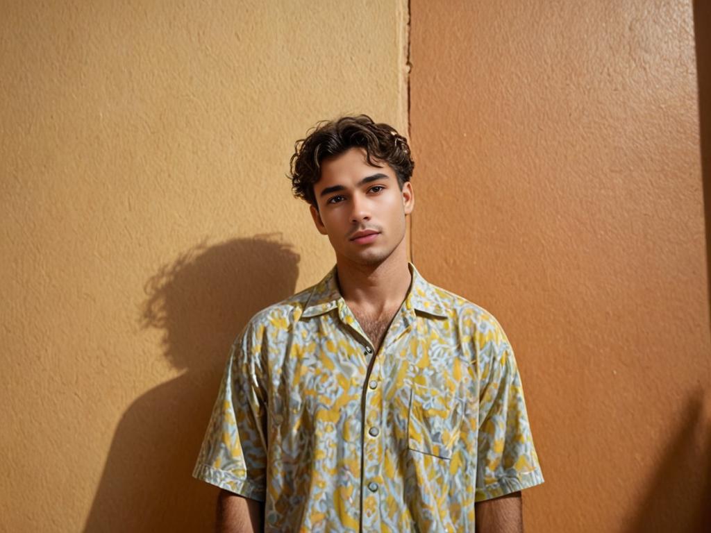 Man in Yellow Floral Shirt