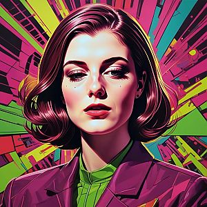 Confident Woman in Retro Pop Art Style