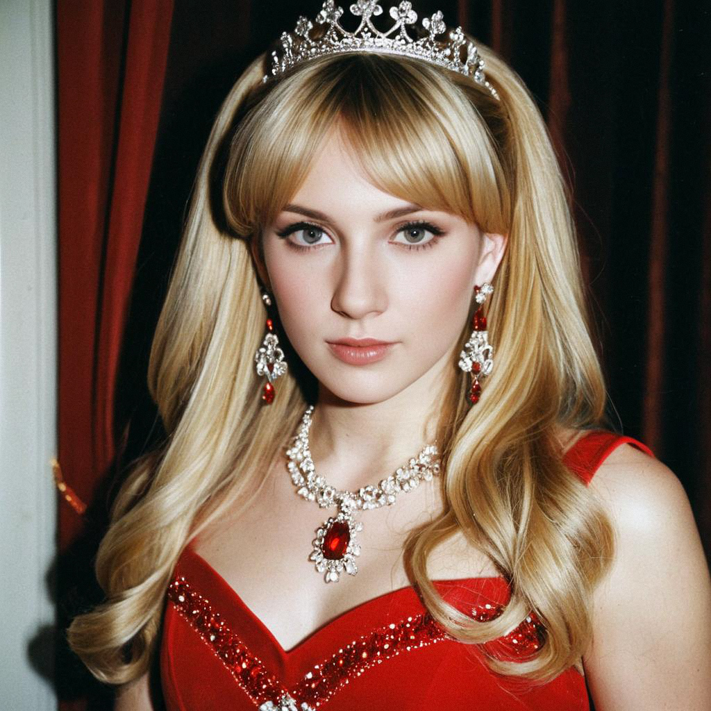 Young Woman in Red Gown with Tiara Young Woman in Red Gown with Tiara