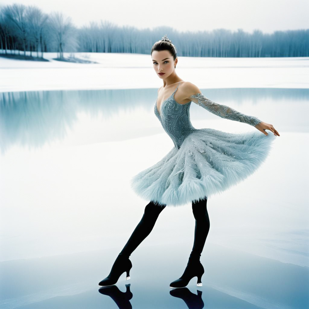 Ballet Dancer in Winter Landscape