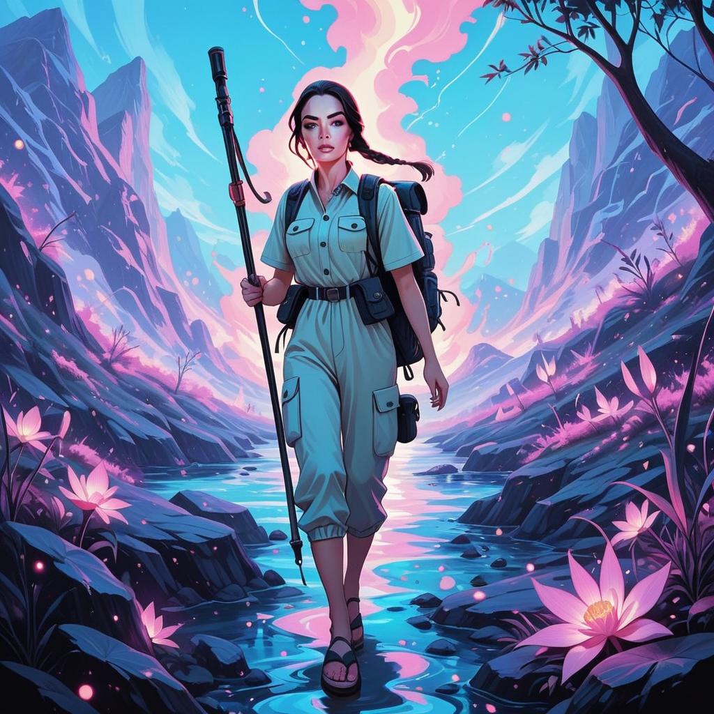 Determined Woman in Mystical Valley