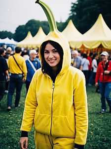 Woman in Banana Costume Candid Cosplay Portrait at Festival
