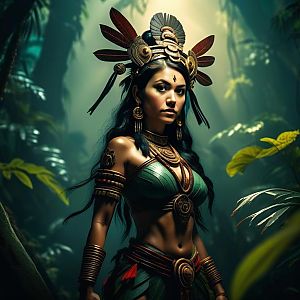 Portrait of a Woman in Tribal Attire in Jungle