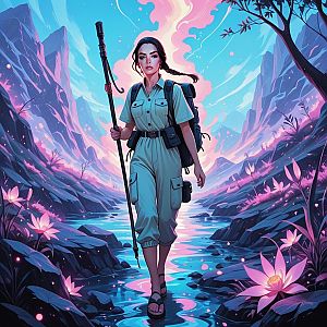 Determined Woman in Mystical Valley