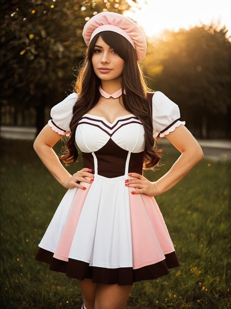 Woman in Realistic Neapolitan Cosplay Costume Outdoors