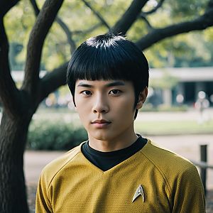 Young Man in Yellow Sci-Fi Uniform