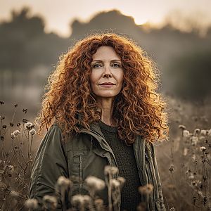 Confident Woman in Field of Wildflowers at Golden Hour