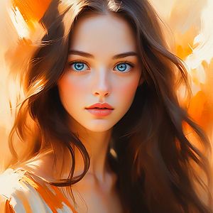Digital Portrait of a Woman with Blue Eyes