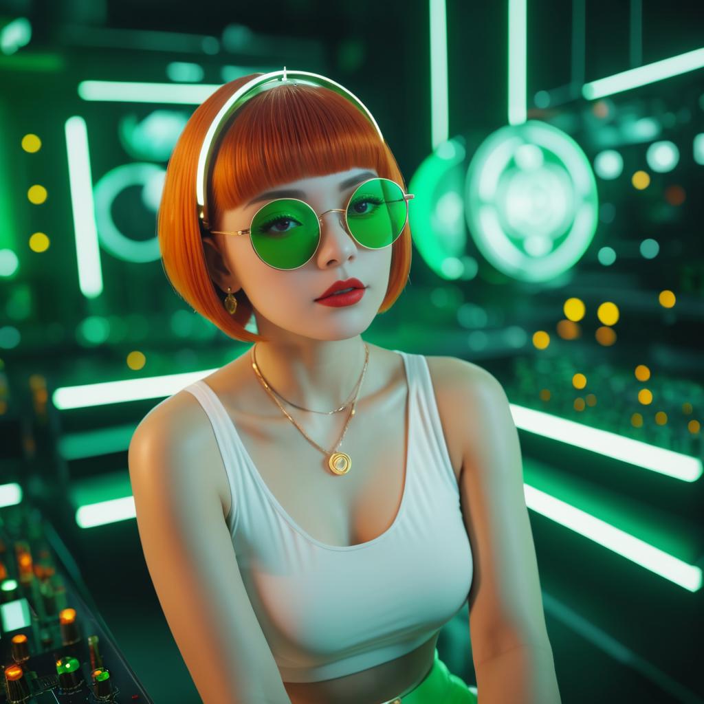 Stylish Woman in Futuristic Setting