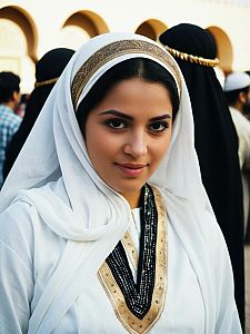 Candid Portrait of Woman in Traditional Arabian Dress at Cultural Event