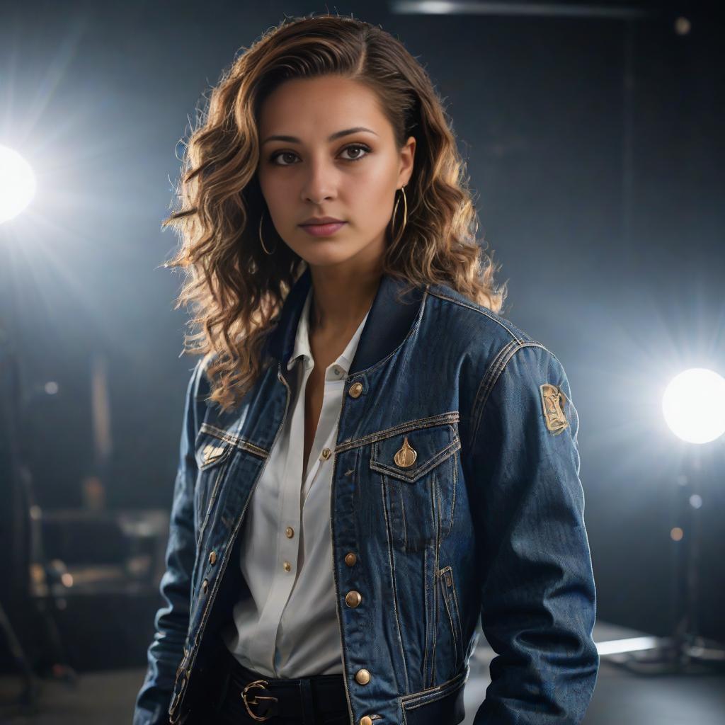 Confident Young Woman in Denim Jacket Confident Young Woman in Denim Jacket