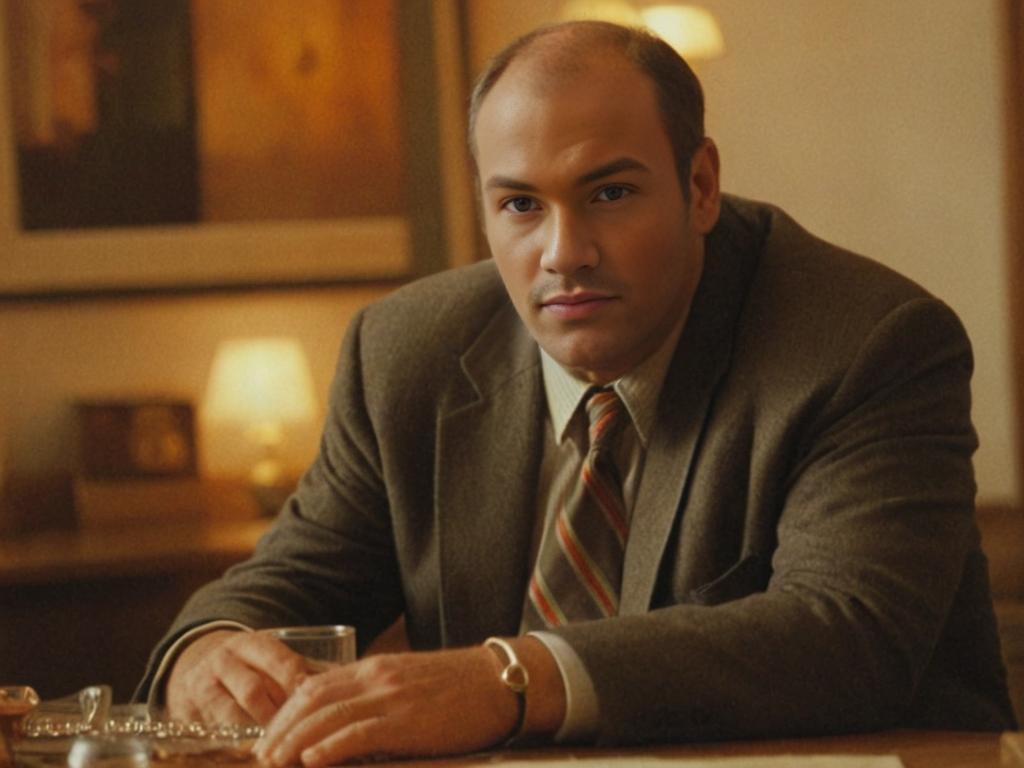 Confident Man in Classic Suit at Desk