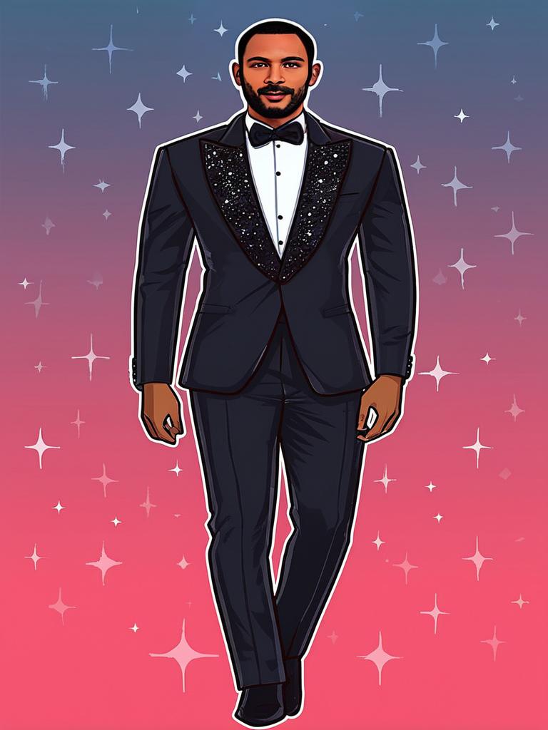 Man in Tuxedo with Glamorous Background