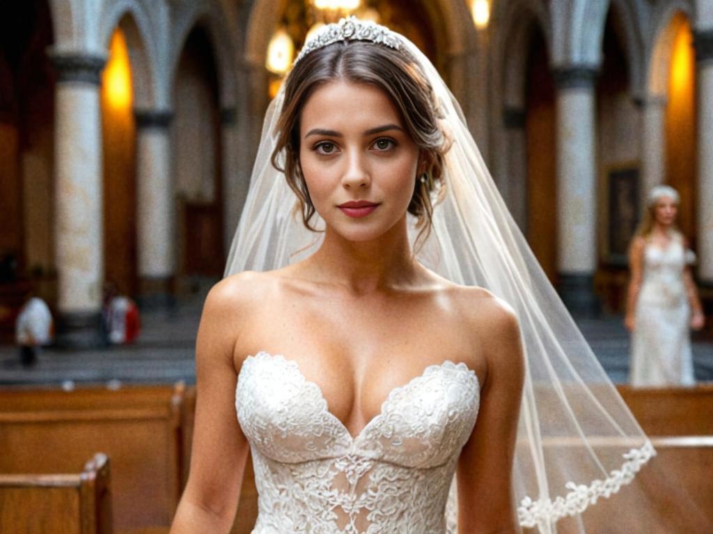 Elegant Bride in Grand Cathedral