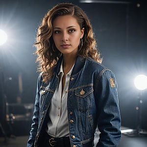Confident Young Woman in Denim Jacket