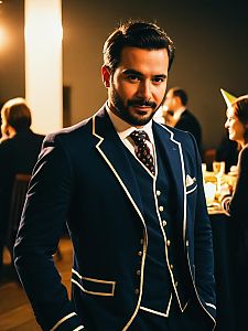 Man in Stylish Themed Outfit at Social Party Portrait