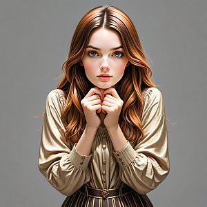Thoughtful Young Woman with Red Hair