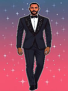 Man in Tuxedo with Glamorous Background
