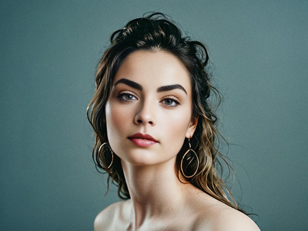 Woman with Natural Makeup and Tousled Hair